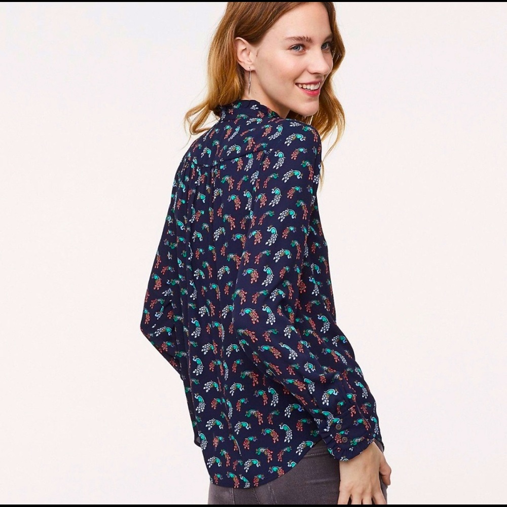 Loft Peacock Utility Ruffle Blouse - Picture 3 of 3